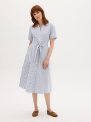 Cotton-Blend Striped Shirt Dress