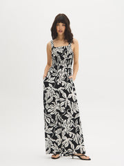 Leaf Print Wide-Leg Jumpsuit