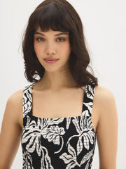 Leaf Print Wide-Leg Jumpsuit