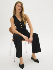 Straight-Leg Crepe Jumpsuit