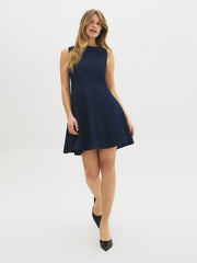 Cotton-Blend Denim Panel Dress