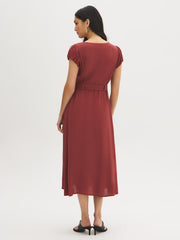 Textured Tie-Waist Midi Dress