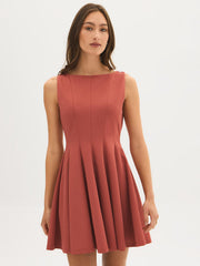 Sleeveless Boat Neck Mini Dress