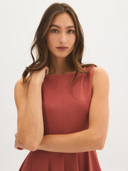 Sleeveless Boat Neck Mini Dress