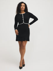 Contrast Trim Mini Sweater Dress