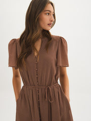 Geo Print Chiffon Midi Dress