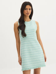 Boucle Mini Dress With Fringe Hem