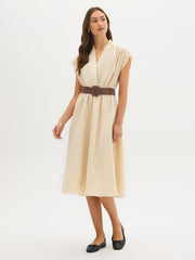 Textured Wrap-Front Midi Dress