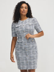 Button-Front Boucle Dress