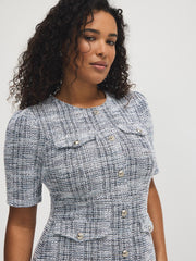 Button-Front Boucle Dress