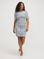 Button-Front Boucle Dress