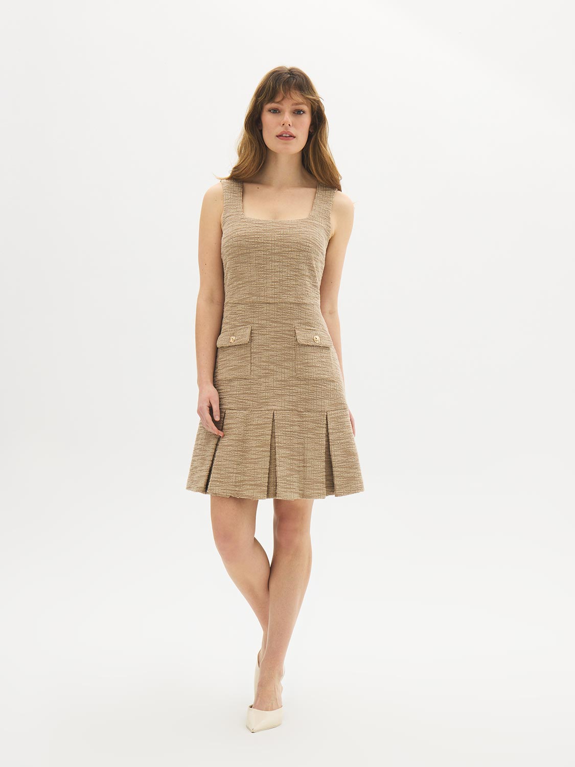 Sleeveless Boucle Mini Dress