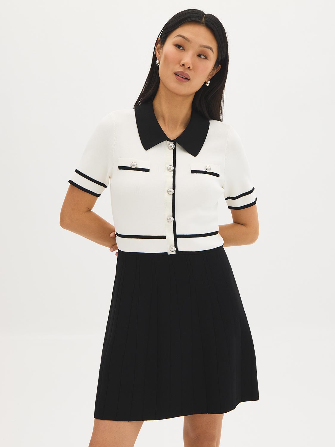 Colour Block Mini Sweater Dress