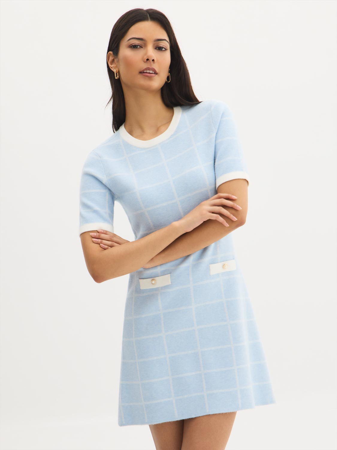 Plaid Mini Sweater Dress