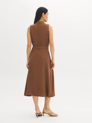 Sleeveless Tie-Waist Shirt Dress