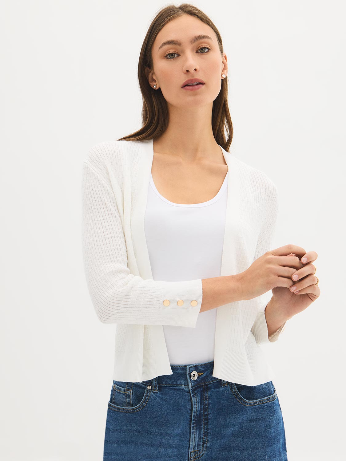 Textured Cropped Cardigan