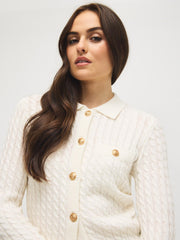 Collared Cable Knit Cardigan