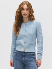 Cotton Blend Button-Front Cardigan