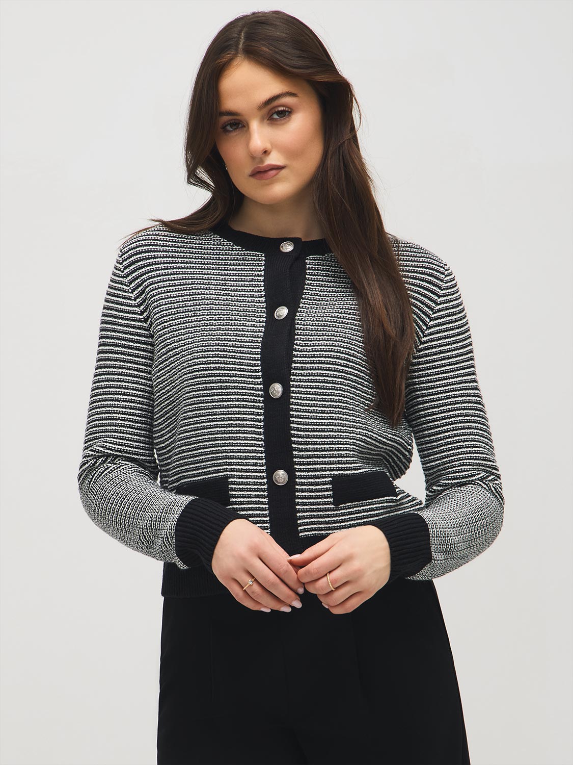 Tweed Button-Front Cardigan