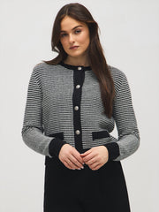 Tweed Button-Front Cardigan