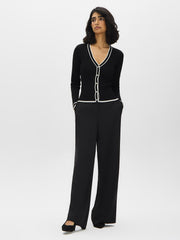 Contrast Trim V-Neck Cardigan