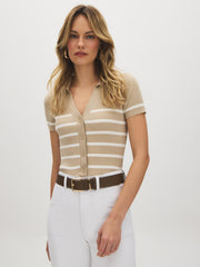 Striped Johnny Collar Sweater