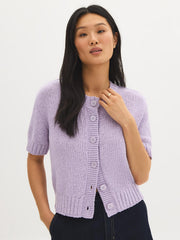 Cotton-Blend Short Sleeve Cardigan