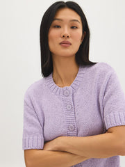 Cotton-Blend Short Sleeve Cardigan