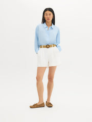 Belted Linen-Blend Shorts