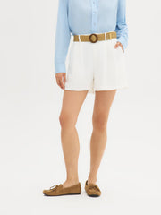 Belted Linen-Blend Shorts
