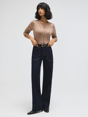 Cable Button-Front Top