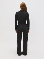 Mock Neck Melange Ribbed Tunic Top