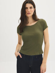 Cotton-Blend Bra Insert Tee