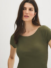 Cotton-Blend Bra Insert Tee