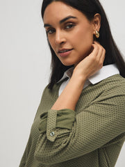 2-Fer Textured Top With Blouse