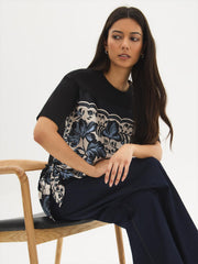 Cotton Floral Knot-Front Top