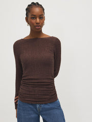 Boat Neck Ruched Top