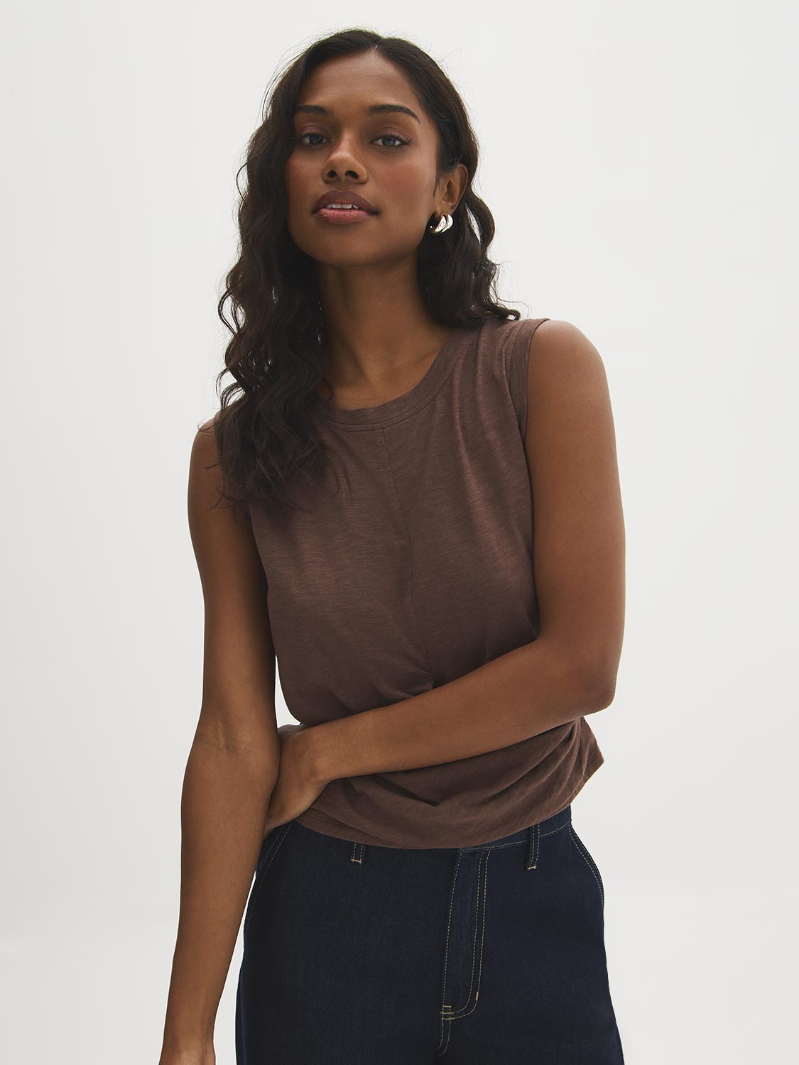Cotton-Blend Draped Tee