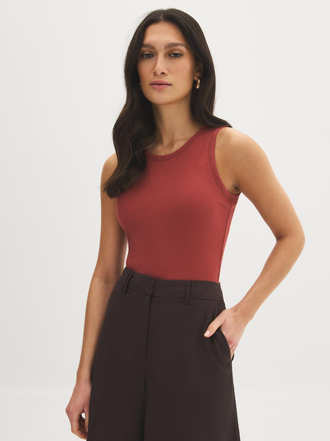 Cotton-Blend Bra Insert Top