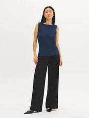 Boat Neck Button-Front Top