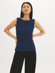 Boat Neck Button-Front Top