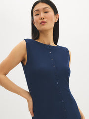 Boat Neck Button-Front Top