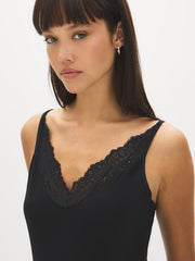 Cotton-Blend Lace-Trim Tank Top