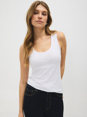 Cotton-Blend Scoop Neck Tank Top