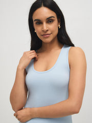 Cotton-Blend Scoop Neck Tank Top