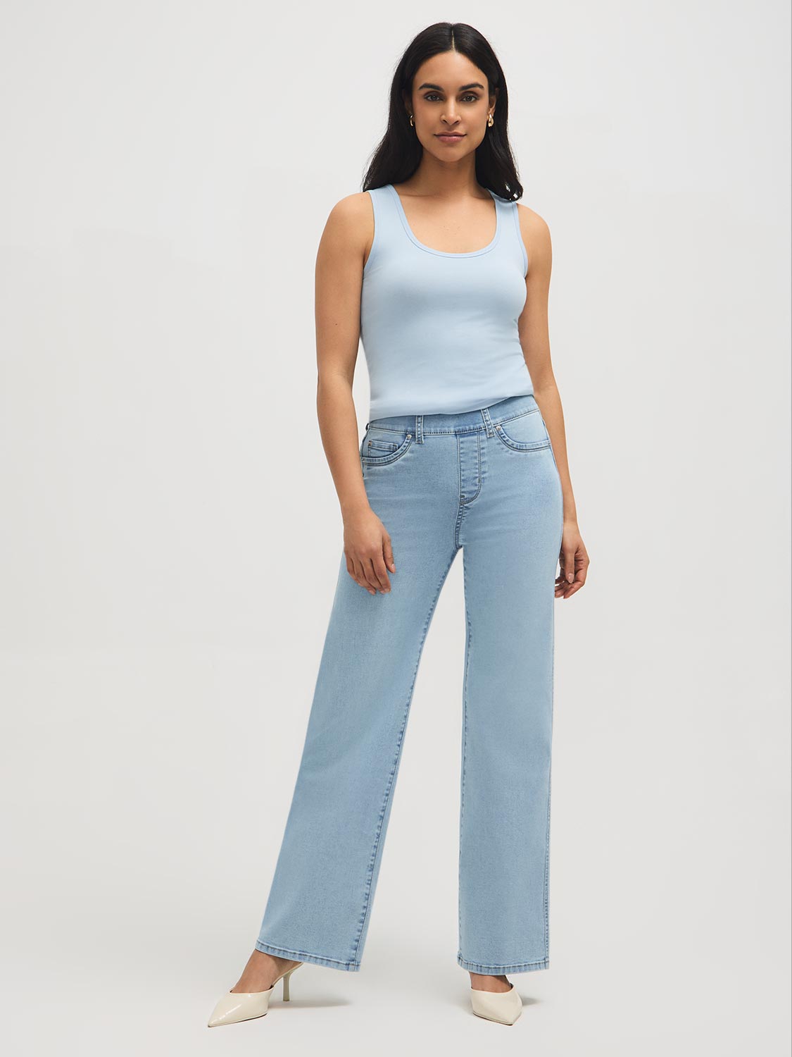 Cotton-Blend Scoop Neck Tank Top