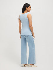 Cotton-Blend Scoop Neck Tank Top