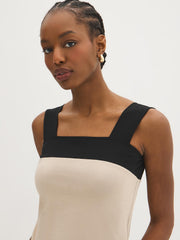 Cotton-Blend Colour Block Tank Top