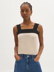 Cotton-Blend Colour Block Tank Top