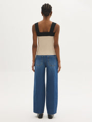 Cotton-Blend Colour Block Tank Top